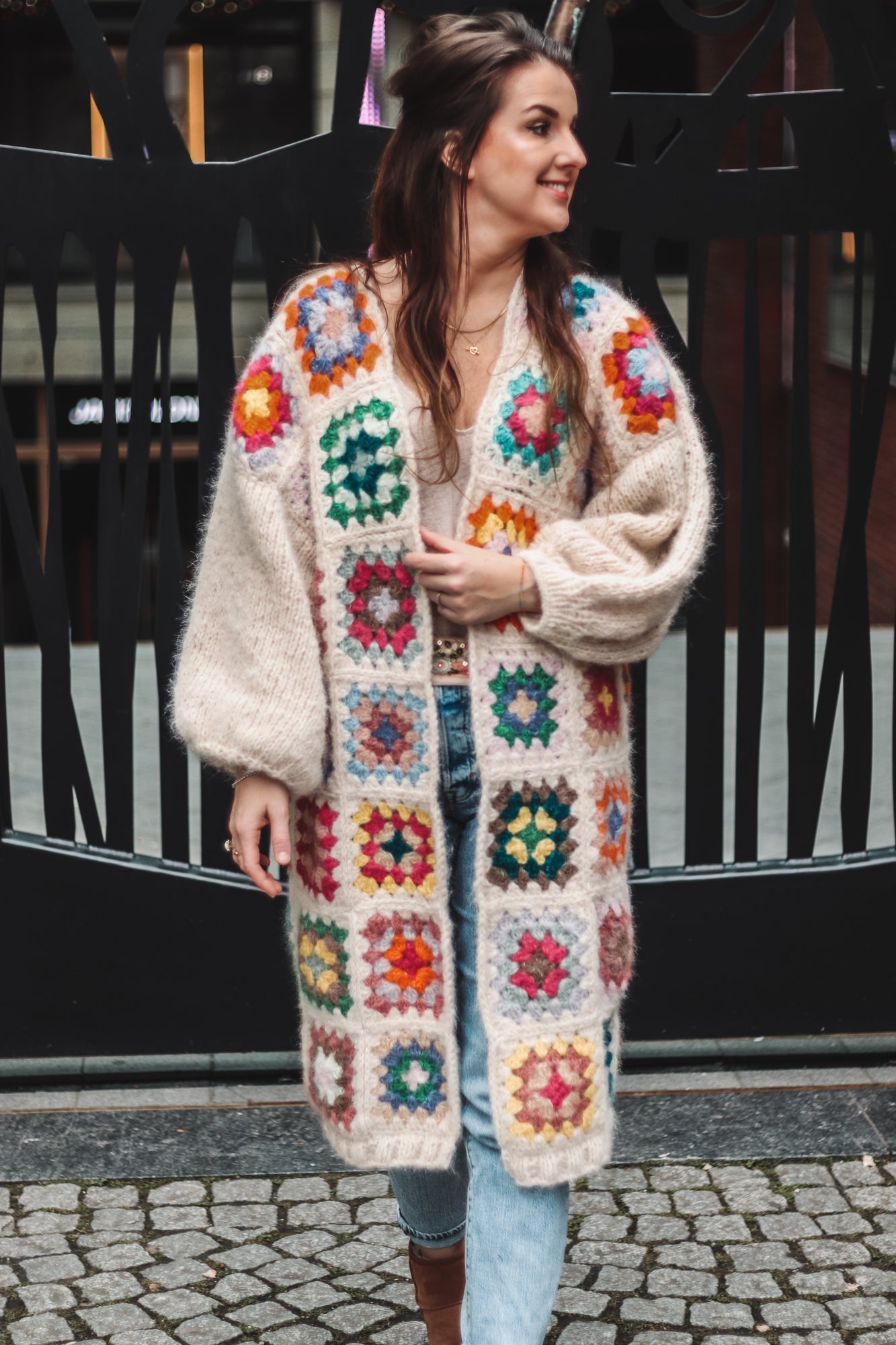 Gecombineerd brei- & haakpatroon GRANNY SQUARE CARDIGAN - oversized chunky vest met wijde mouwen