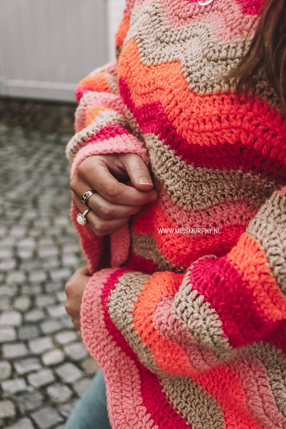 Crochet pattern WAVES SWEATER - oversized chunky sweater with wide sleeves