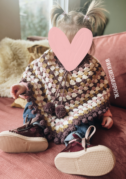 Haakpatroon PIPPA PONCHO - poncho voor peuter/kleuter/kind