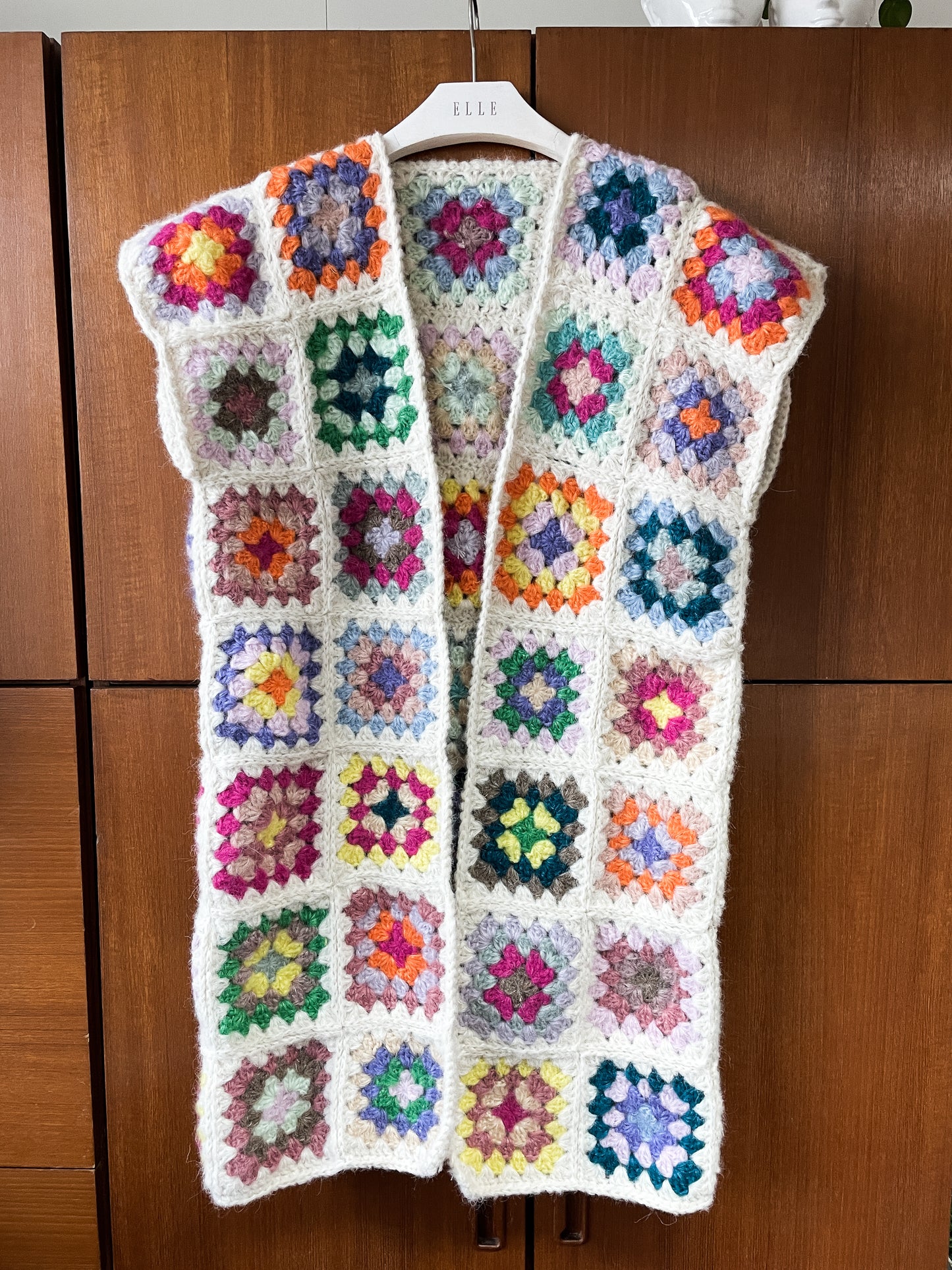 Combined knitting and crochet pattern GRANNY SQUARE CARDIGAN - oversized chunky cardigan with wide sleeves