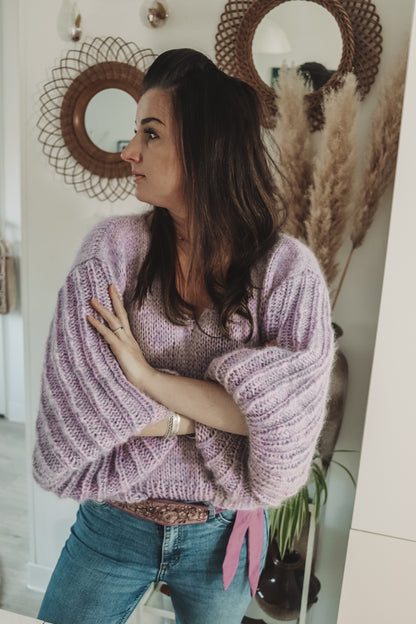 Knitting pattern FANCY SLEEVES V SWEATER - knitted sweater with special sleeves
