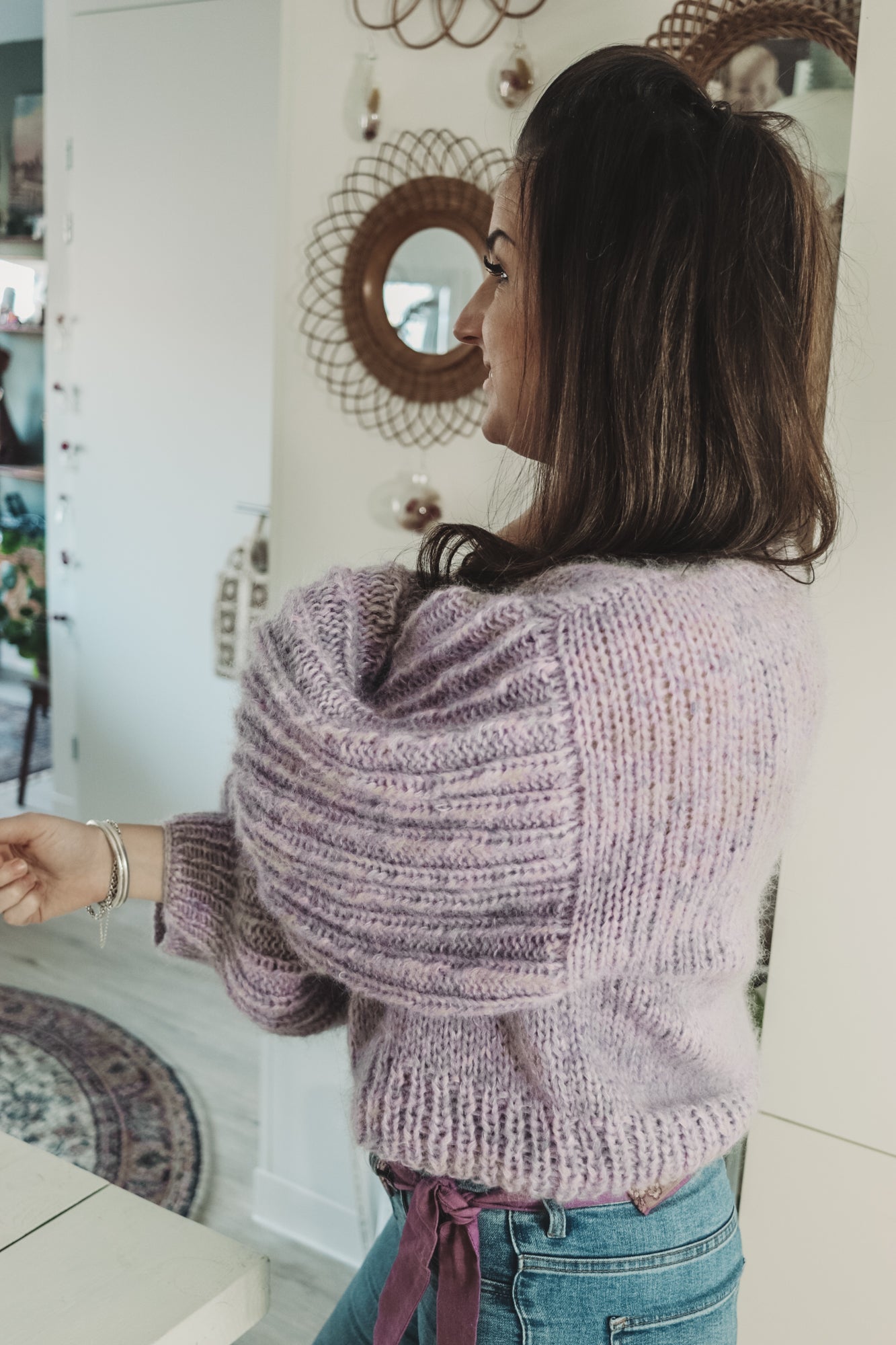 Knitting pattern FANCY SLEEVES V SWEATER - knitted sweater with special sleeves