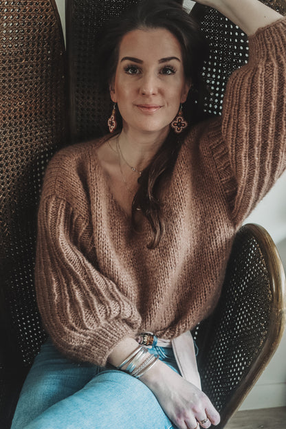 Knitting pattern FANCY SLEEVES V SWEATER - knitted sweater with special sleeves