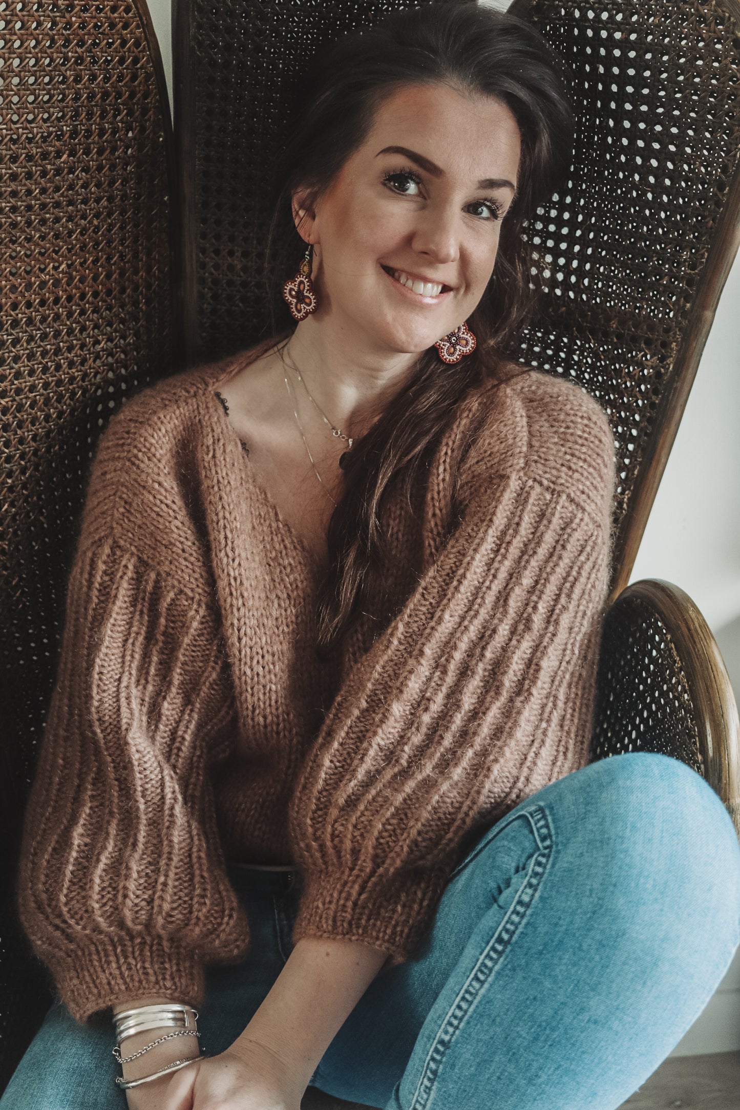 Knitting pattern FANCY SLEEVES V SWEATER - knitted sweater with special sleeves