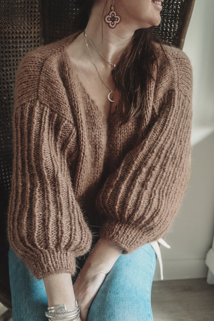 Knitting pattern FANCY SLEEVES V SWEATER - knitted sweater with special sleeves