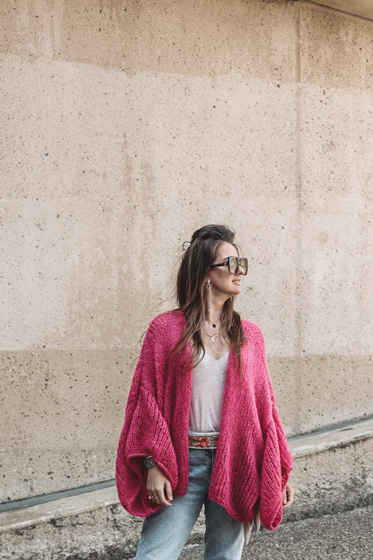 Breipatroon KNITTED KIMONO - oversized kimono met wijde mouwen