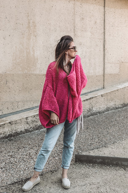 Breipatroon KNITTED KIMONO - oversized kimono met wijde mouwen